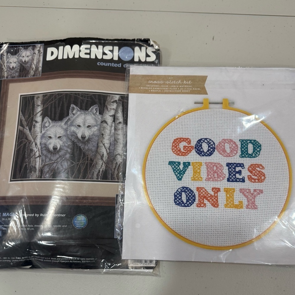 Set Of 2 Dimensions (opened) & Cross Stitch Kit (new)